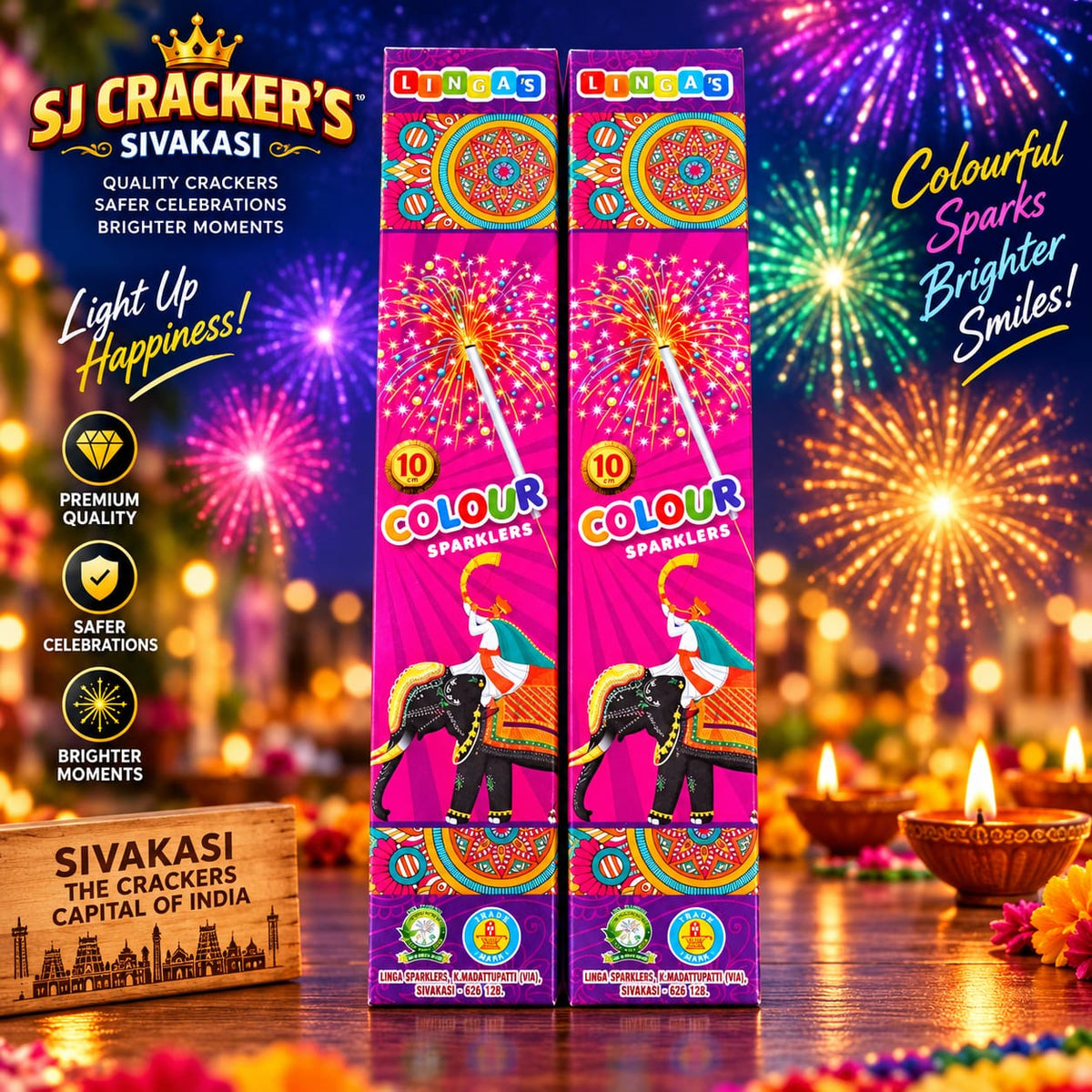 Linga's Colour Sparklers 10cm (Elephant Design) - Sparklers product photo